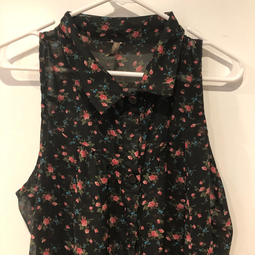Black flowery shirt